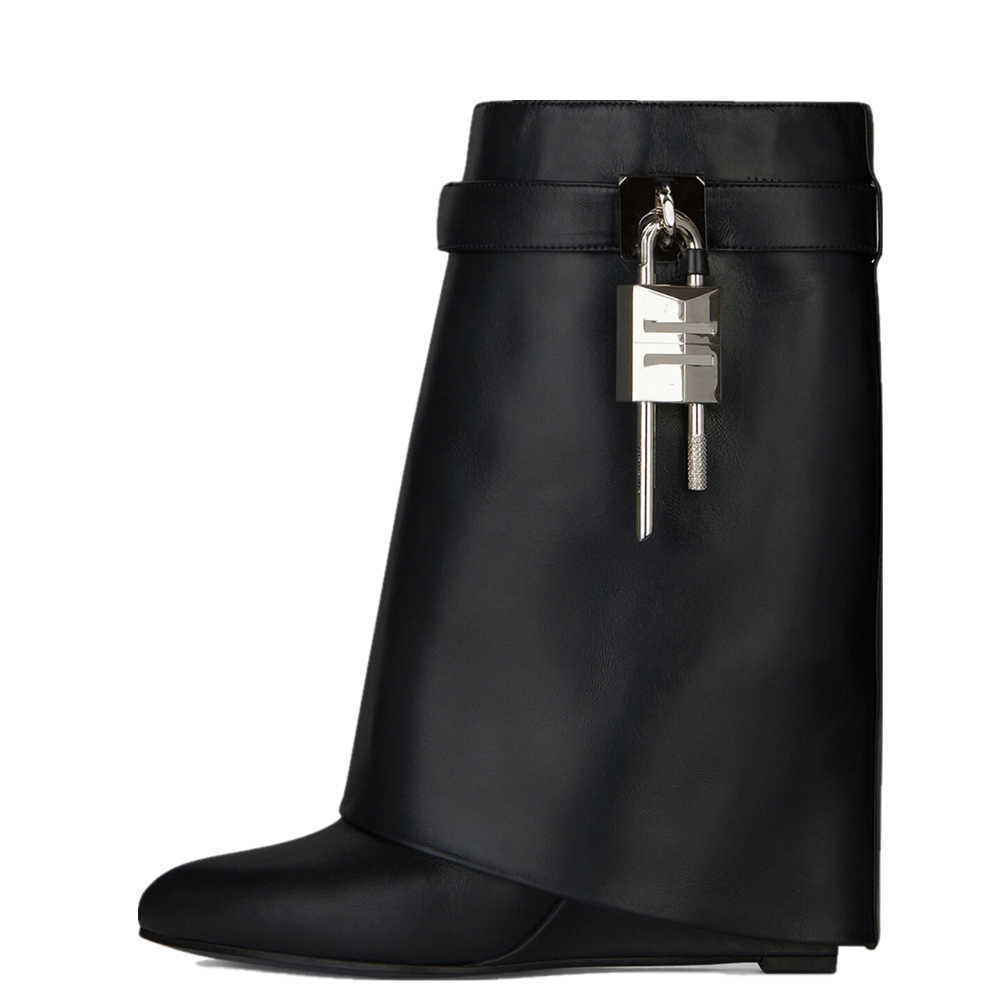 2022 Rivet Popular Shoes New Women High Heel Shark Lock Women Wedge Heel Boots Pointed Toe Big Size Black Fold Knee Long Boots 221016, Wathet 
2022 Rivet Popular Shoes New Women High Heel Shark Lock Women Wedge Heel Boots Pointed Toe Big Size Black Fold Knee Long Boots 221016, Wathet