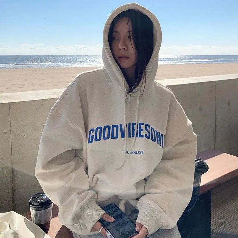 Women's Hoodies Sweatshirts Xpqbb Streetwear Women Letter Printed Casual Baggy Woman Harajuku Hip Hop Long Sleeve Fleece Pullover 221121