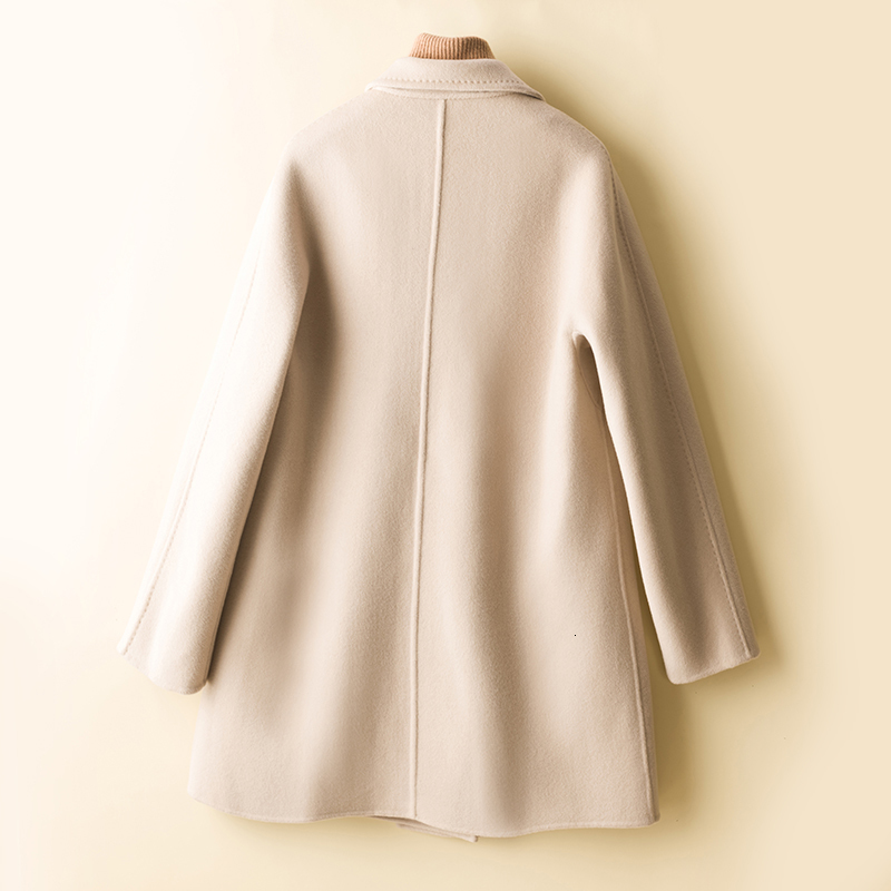 Women's Wool Blends High-end double-sided 100%woolen coat women's autumn and winter cashmere loose all-match solid color women 221121