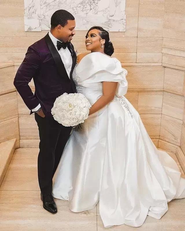Size Plus A E Dresses Bridal Gown With Overskirt One Shoulder Lace Applique Long Sleeves Custom Made Wedding Party Gowns Vestido De Novia