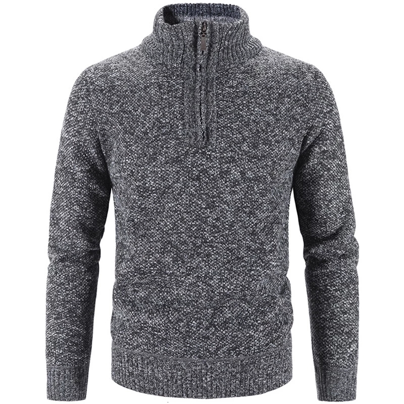 Men's Sweaters Winter Fleece Thicker Sweater Half Zipper Turtleneck Warm Pullover Quality Male Slim Knitted Wool for Spring 221121