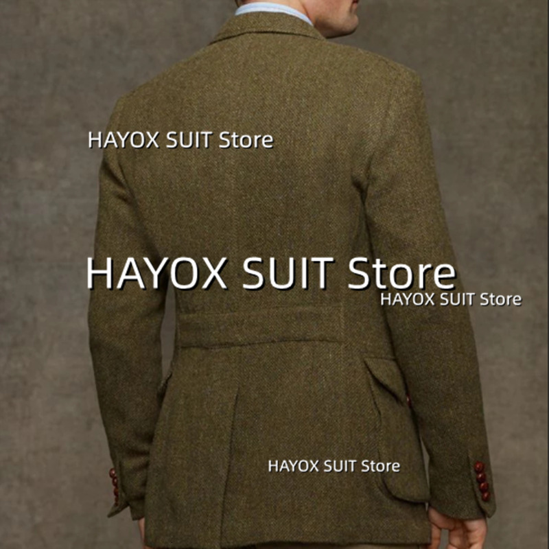 Men's Suits Blazers Suit Tweed Single Breasted Point Lapel Multi Pocket Jacket Trendy Steampunk Wedding Prom Party Blazer 221121
