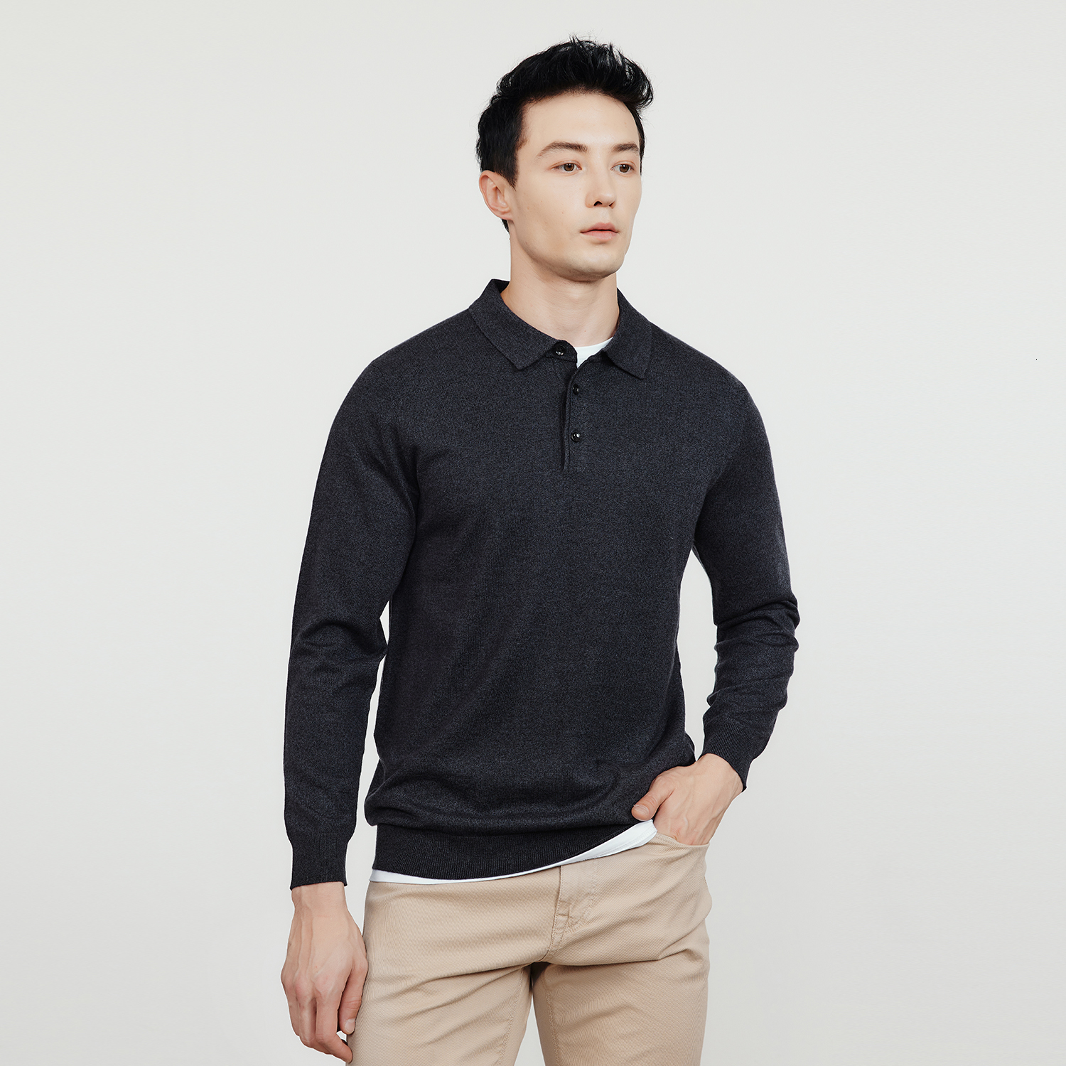 Men's Sweaters KUEGOU Autumn Winter Men Sweater Polo Shirt Collar Long Sleeves Pullovers Quality Slim Knitted Wool Blend Warm Top 721 221121