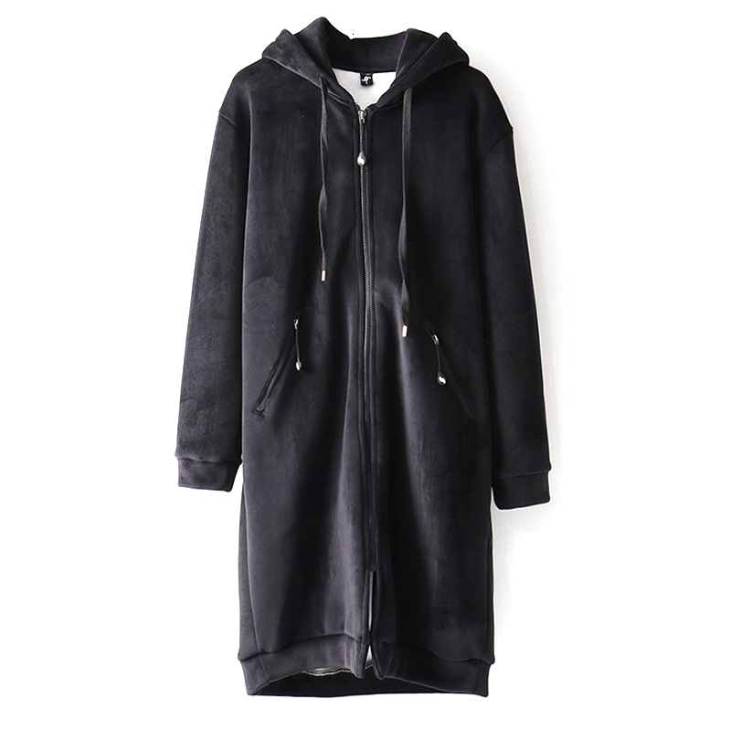 Women's Hoodies Sweatshirts Autumn Thick Warm Hooded Basic Coats Women Casual Loose Lady Winter Long Black Fleece Femme 221121