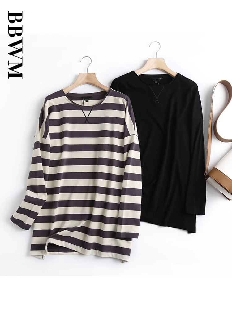 Women's Hoodies Sweatshirts Women High Quality Striped Print Oversize Long Sleeve O Neck Loose Pullovers Female Tops 221121