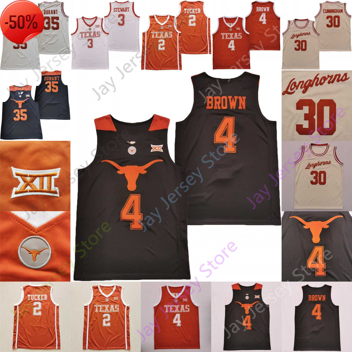Texas Longhorns Basketball Jersey NCAA College Durant Andrew Jones Courtney Ramey Jase Febres Brock Cunningham Tucker Greg Brown Will Baker, Cream
Texas Longhorns Basketball Jersey NCAA College Durant Andrew Jones Courtney Ramey Jase Febres Brock Cunningham Tucker Greg Brown Will Baker, Cream