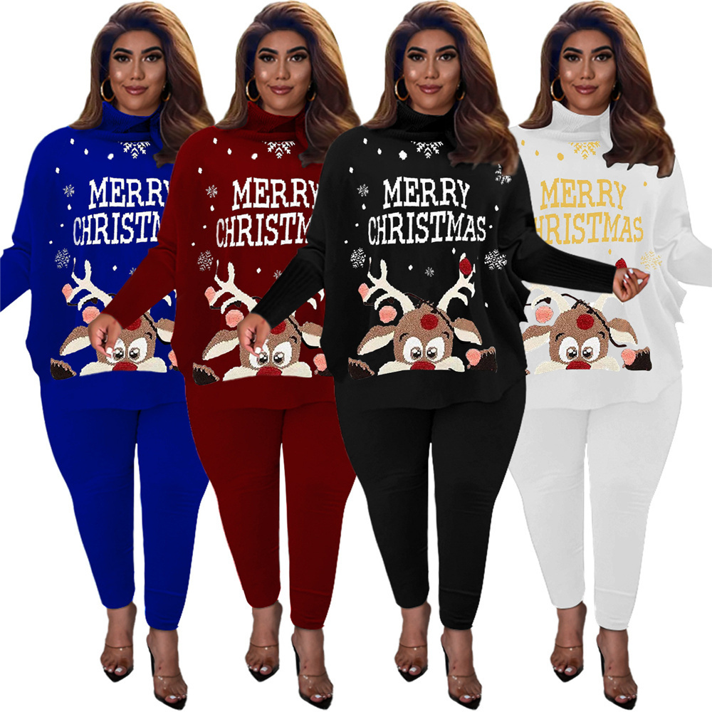 Women's Plus Size Tracksuits Christmas Plus Size Sets Women Clothing Two Piece Outfits for Women Pants and Top Sweatpants Leggings Wholesale Drop