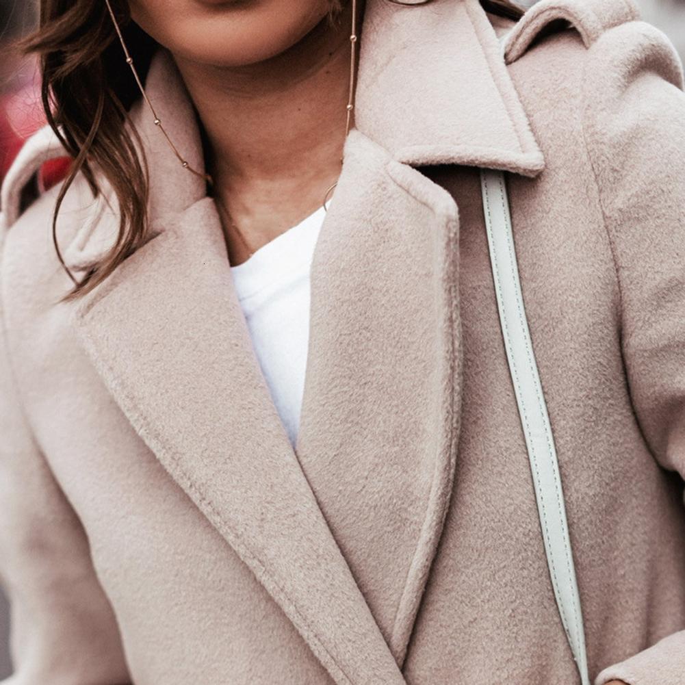 Women's Wool Blends Windbreaker Women Elegant Long Coat With Belt Solid Color Sleeve Chic Outerwear Ladies Overcoat Autumn Winter Outwear 221121