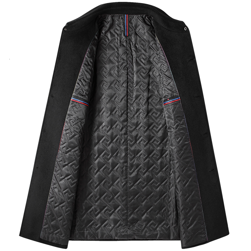 Men's Jackets Wool Coat Men's Black Long Autumn and Winter Fashion Slim Thick Warm Formal Business Casual Mix Match Large Size Jackets 22112