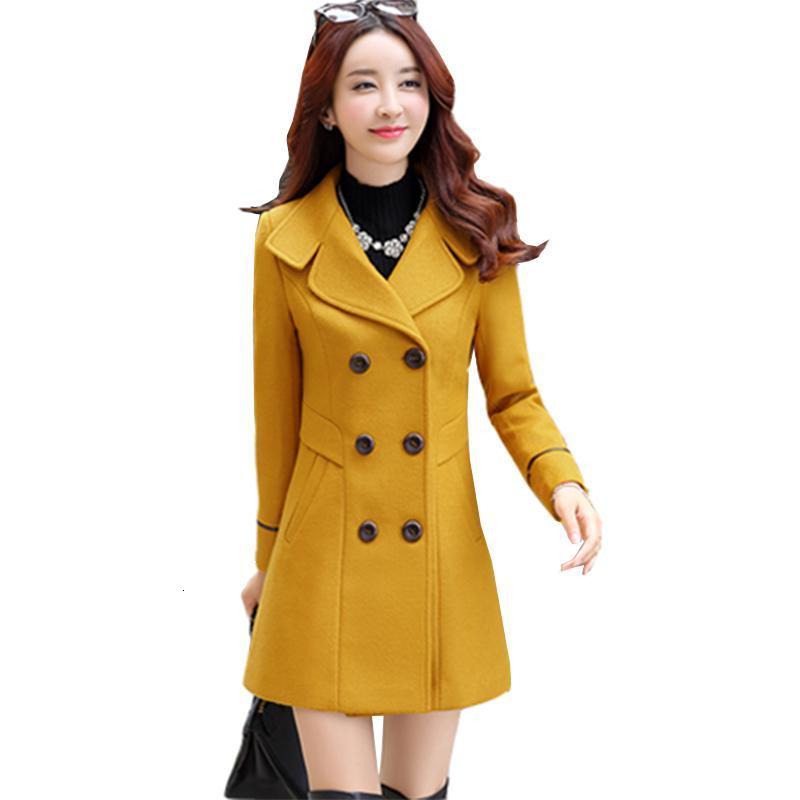 Women's Wool Blends FTLZZ Women Blend Warm Long Coat Autumn Winter Female Slim Fit Lapel en Overcoat Cashmere Outerwear 221121