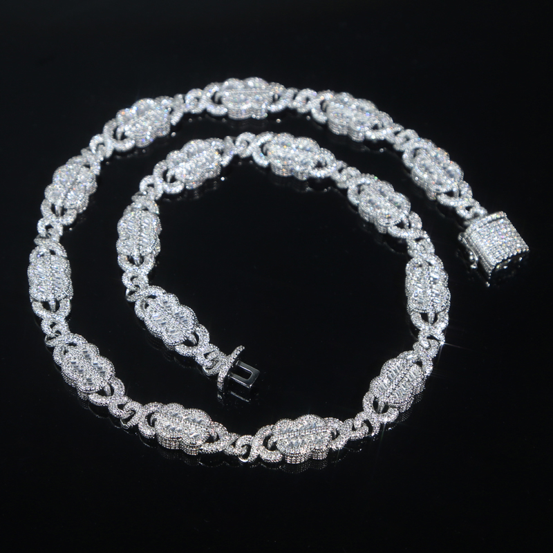 HipHop Men Women Prong Cuban Link Chain Necklace braceet set Bling Iced Out Cubic Zirconia Cz Paved Miami Cuban Necklaces Jewelry sets