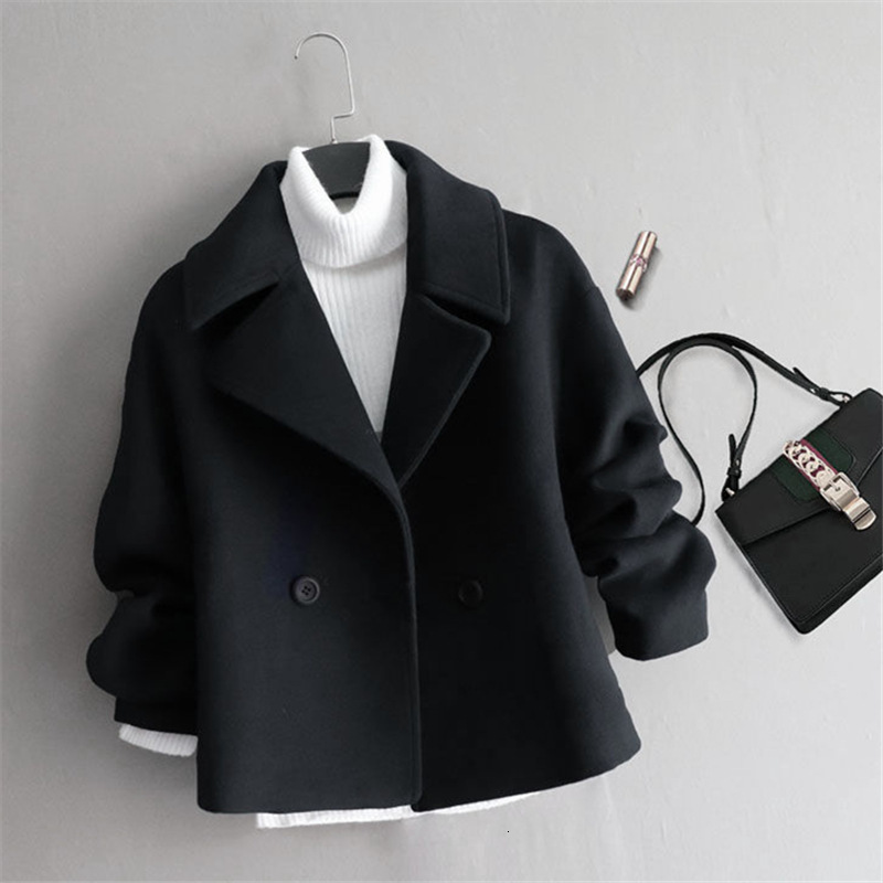 Women's Wool Blends Woolen Coat Loose Short Tops Temperament Was Thin Autumn Warm Parkas Jacket 744 221121