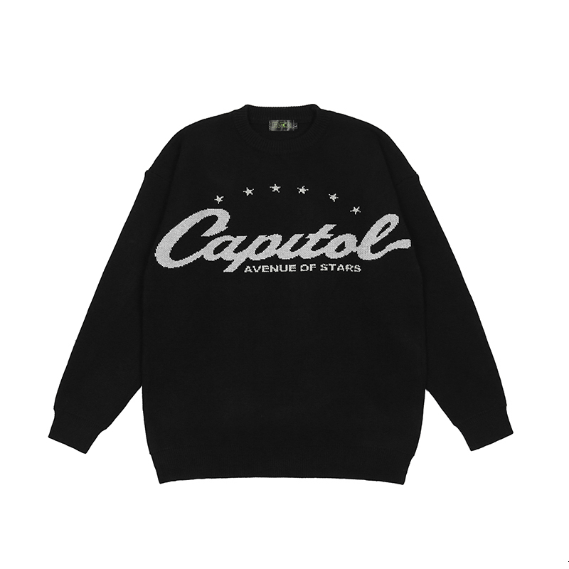 Men's Sweaters Japanese Retro Alphabet Stars Crew Neck Sweater Men and Women Pullover High Street Oversize Loose Casual Autumn 221121