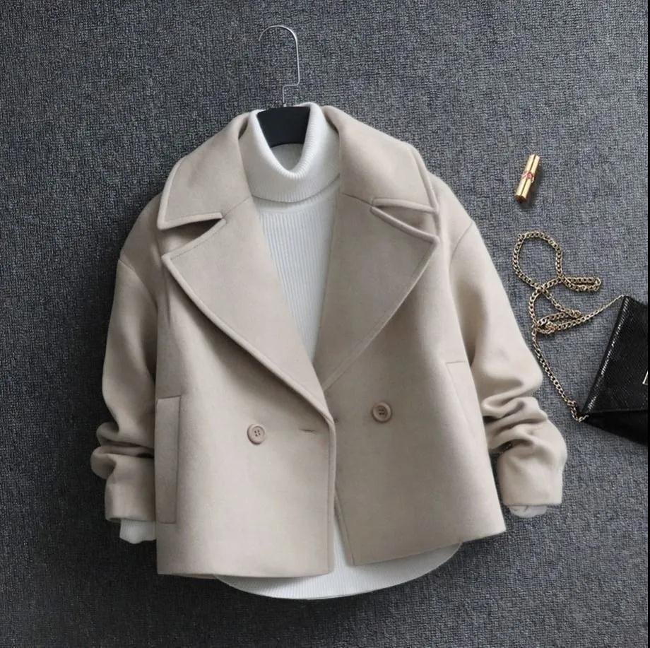 Women's Wool Blends Woolen Coat Loose Short Tops Temperament Was Thin Autumn Warm Parkas Jacket 744 221121