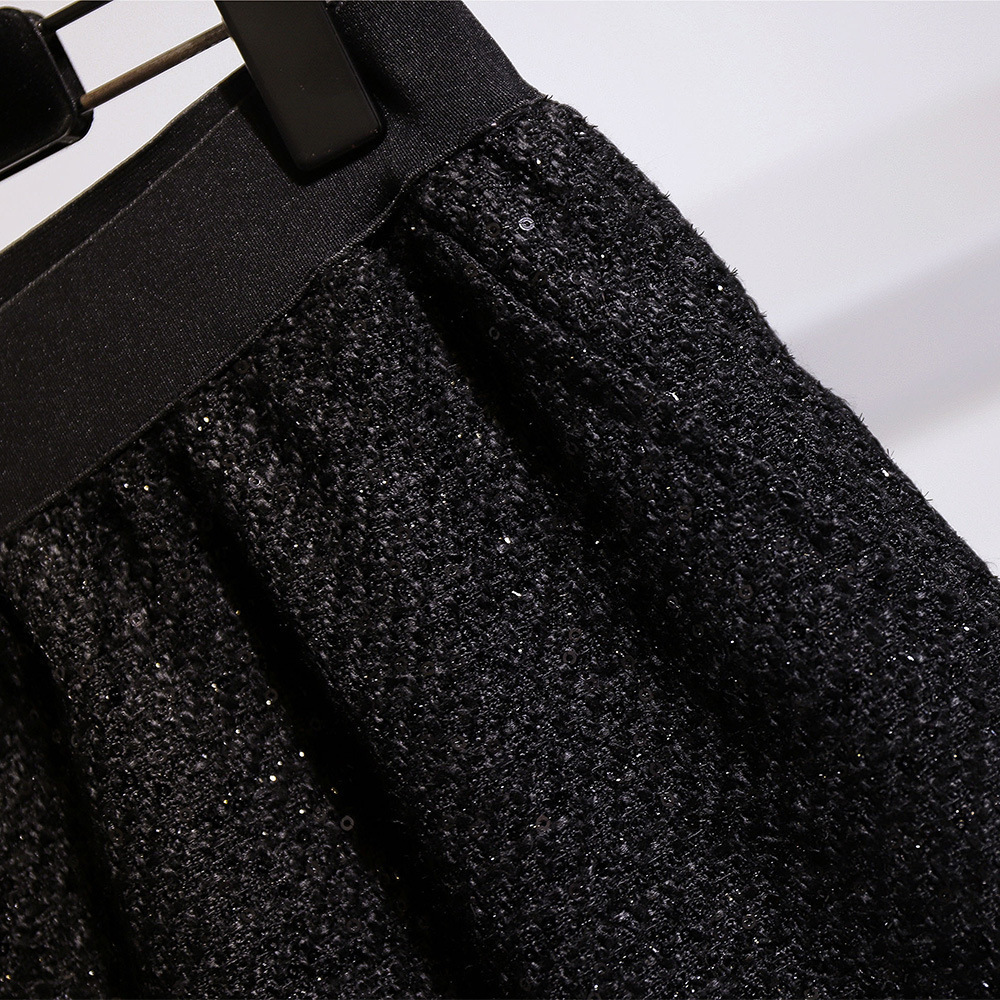 Women's Plus Size Tracksuits Autumn Winter Plus Size Women Clothing Large Loose Black Sequins Knit Tshirt And Shorts Two Pieces Suit 4XL 5XL 6XL 
