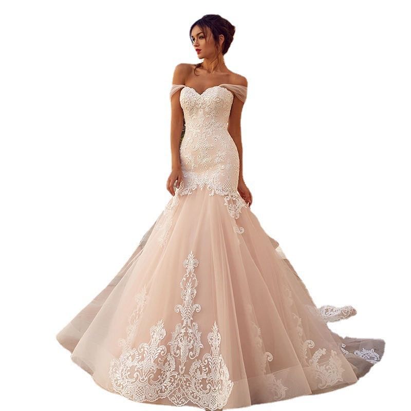 2023 Mermaid Wedding Dresses Exquisite Lace Appliques bridal gown Custom Made Plus Size Sweep Train Tulle Bridal Gowns