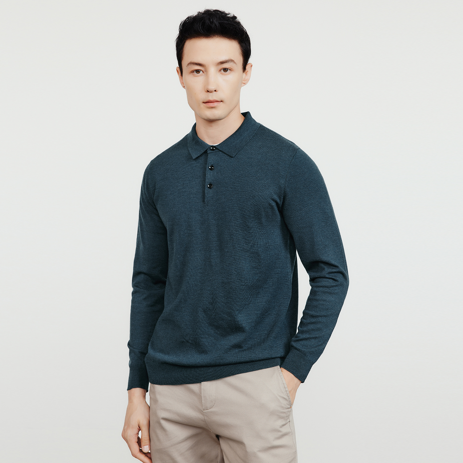 Men's Sweaters KUEGOU Autumn Winter Men Sweater Polo Shirt Collar Long Sleeves Pullovers Quality Slim Knitted Wool Blend Warm Top 721 221121