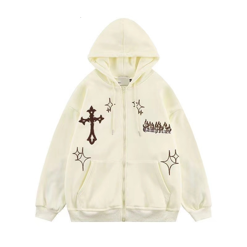 Women's Hoodies Sweatshirts Flame Embroidered Ladies Harajuku Sweatshirt Vintage Letter Loose Casual Streetwear Long Sleeve Tops 221121