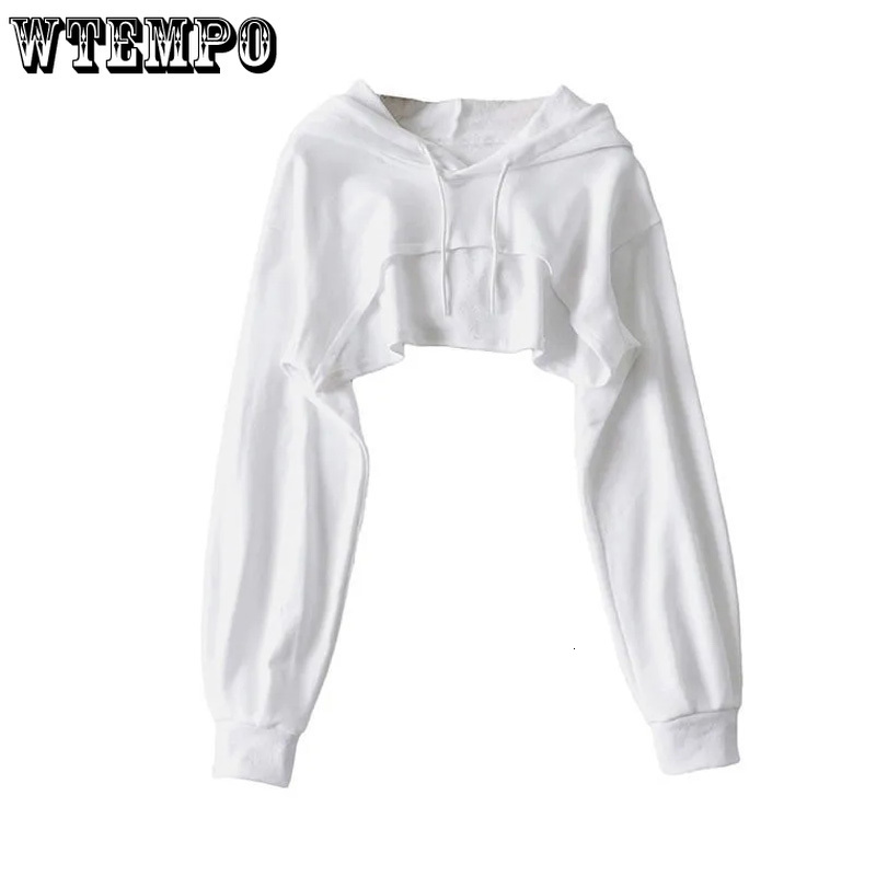Women's Hoodies Sweatshirts Black Short Navel Pullover Blouse Long-sleeved Loose Top Spring Autumn Drop Wholesale 221121