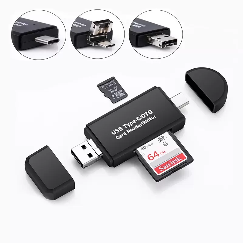 

YC320 USB-C Smart Memory Card Reader 3 In 1 USB 2.0 TF/Mirco SD Type C OTG Flash Drive Cardreader Adapter