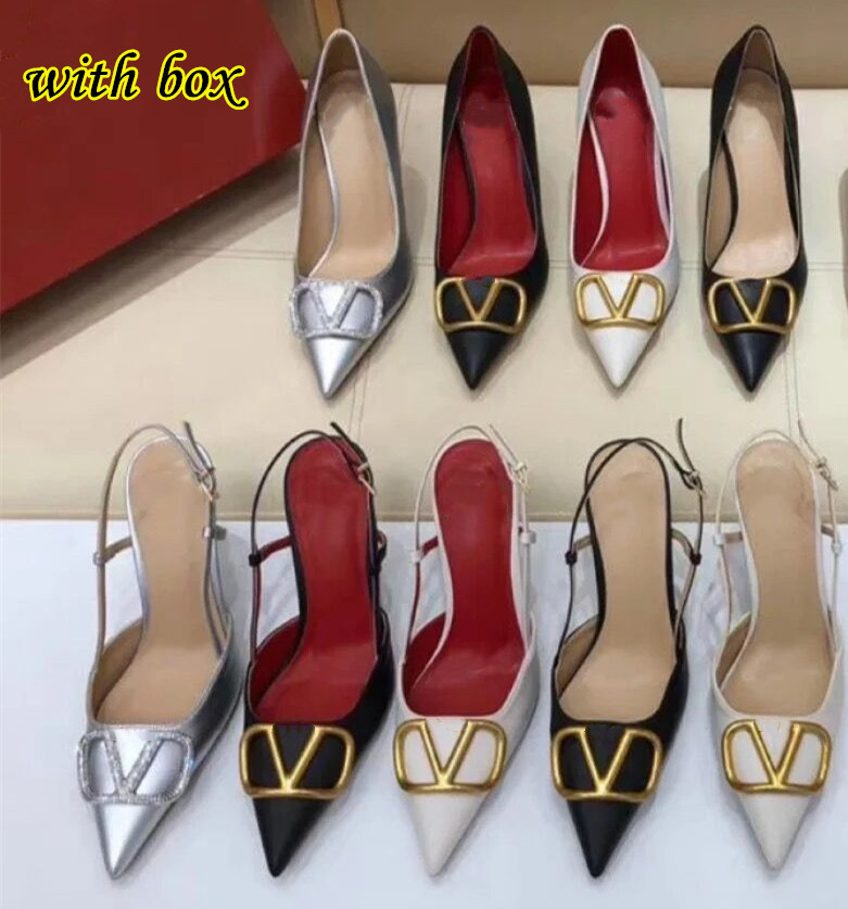 Women Pointed Sandals Brand High Heel Shoes Summer Classics Women's Genuine Leather V Metal Buckle Nude Black Red Wedding Shoes with Box 34-44, Black 1
Women Pointed Sandals Brand High Heel Shoes Summer Classics Women's Genuine Leather V Metal Buckle Nude Black Red Wedding Shoes with Box 34-44, Black 1