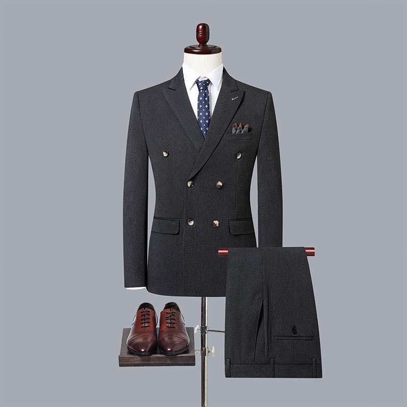 Mens Suits Blazers Fashion Casual Boutique Double Breasted Solid Color Business Suit Jacket Trousers Pants 2 Pcs Set Coat 221121