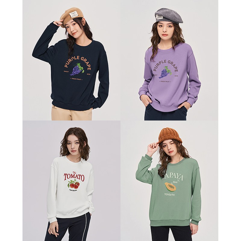 Women's Hoodies Sweatshirts Toyouth Women Fleece Autumn Long Sleeve O Neck Loose Hoodie Fruit Print Multicolor Casual Streetwear Pullover 221121
