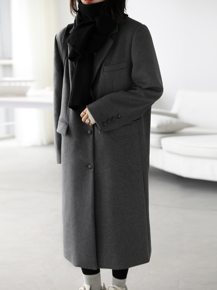 Women's Wool Blends CHIC VEN Winter Korean Women Long Coat Thickening Casual Warm Single Breasted Overcoat en Coats Office Lady Tops 221121