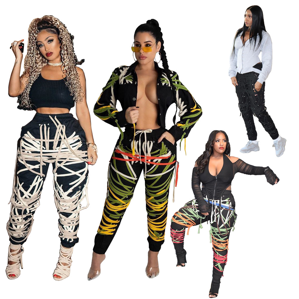 Patchwork Strings Bandage Women' Pants High Waist Casual Slim Pant Streetwear Fashion High Street Trouser, Gray
Patchwork Strings Bandage Women' Pants High Waist Casual Slim Pant Streetwear Fashion High Street Trouser, Gray