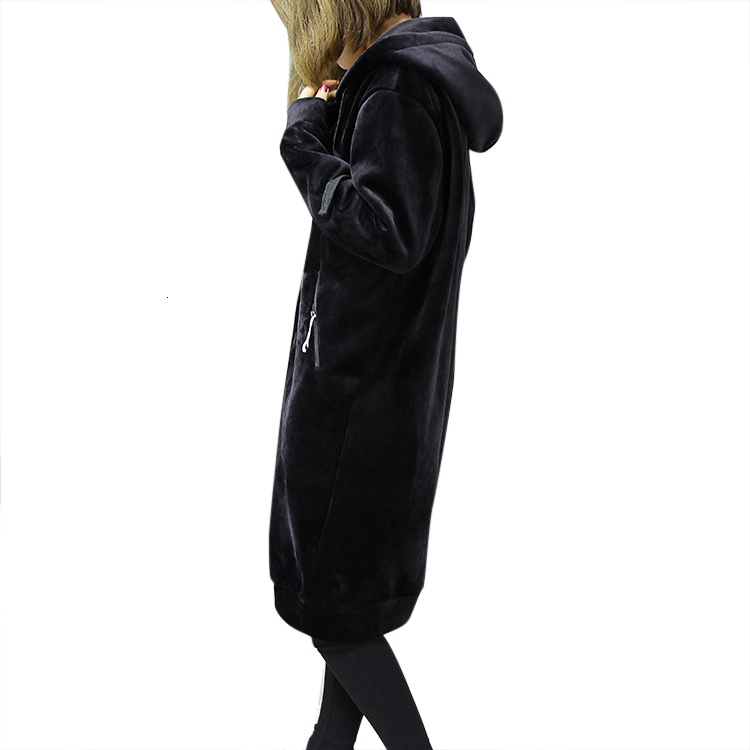 Women's Hoodies Sweatshirts Autumn Thick Warm Hooded Basic Coats Women Casual Loose Lady Winter Long Black Fleece Femme 221121