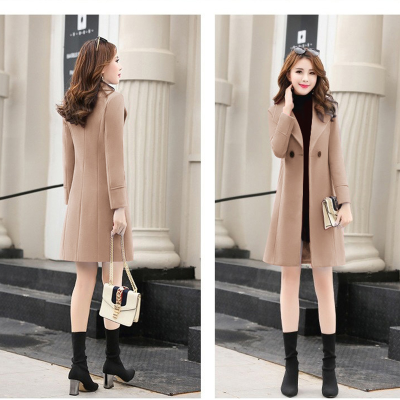 Women's Wool Blends Spring and Autumn Woolen Coat Female Long Large Size Thick Women Jacket Slim Lady Clothing Coats 221121