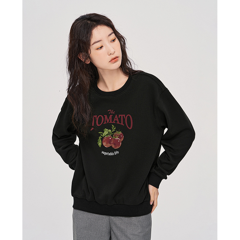 Women's Hoodies Sweatshirts Toyouth Women Fleece Autumn Long Sleeve O Neck Loose Hoodie Fruit Print Multicolor Casual Streetwear Pullover 221121