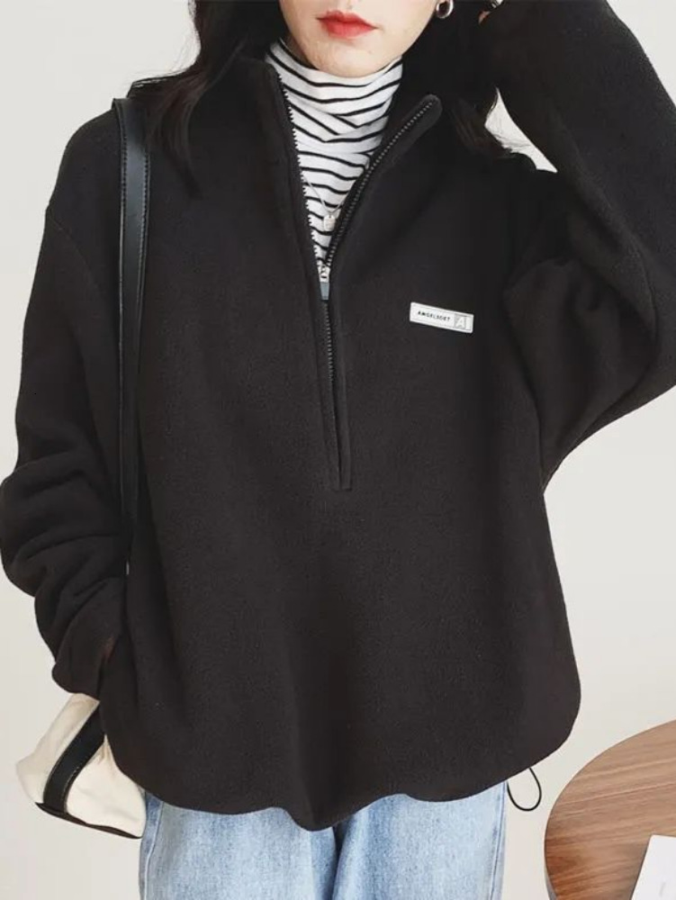 Women's Hoodies Sweatshirts QWEEK Korean Warm Fleece Women casual Kpop Fashion Plus Velevt Sweatshirt Top Autumn Winter 221121