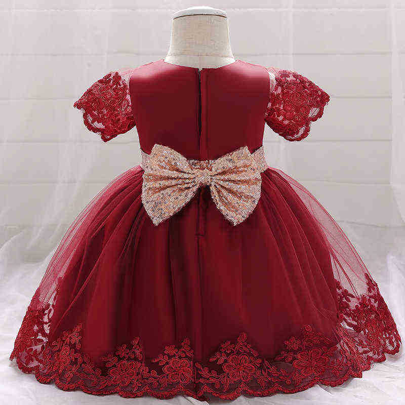 2022 Ceremony Infant 1st Birthday Dress For Baby Girl Clothes Sequin Dress Princess Dresses Party Baptism Clothing 0 1 2 Year Y220510