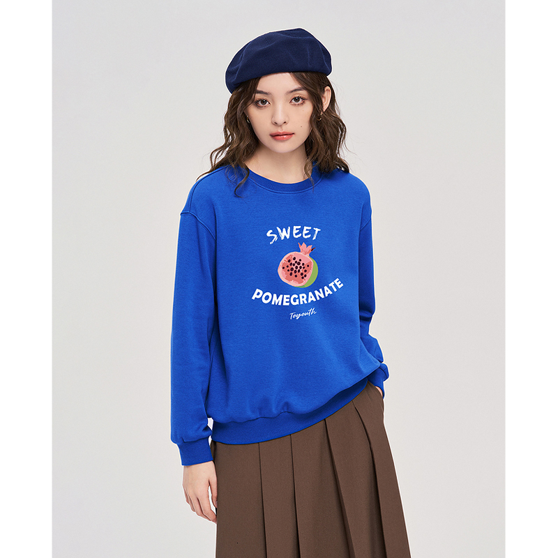 Women's Hoodies Sweatshirts Toyouth Women Fleece Autumn Long Sleeve O Neck Loose Hoodie Fruit Print Multicolor Casual Streetwear Pullover 221121