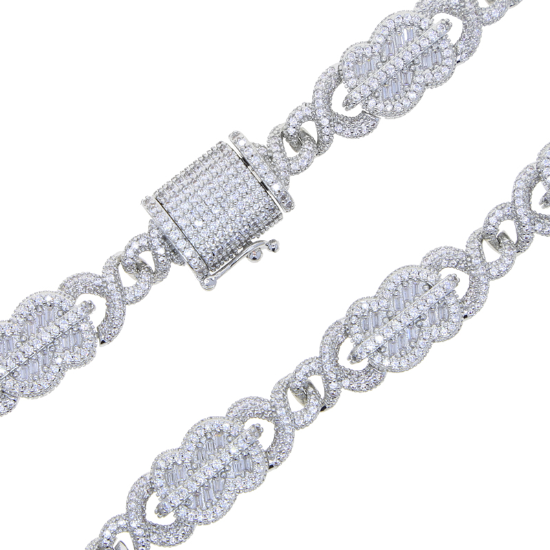 HipHop Men Women Prong Cuban Link Chain Necklace braceet set Bling Iced Out Cubic Zirconia Cz Paved Miami Cuban Necklaces Jewelry sets