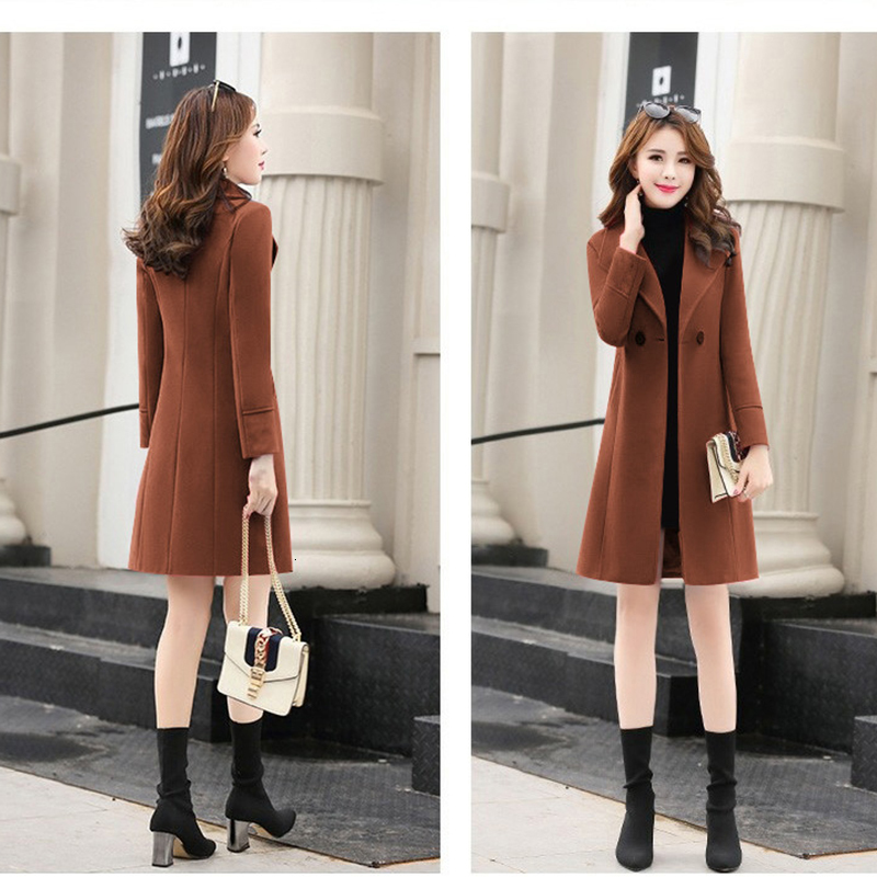 Women's Wool Blends Spring and Autumn Woolen Coat Female Long Large Size Thick Women Jacket Slim Lady Clothing Coats 221121