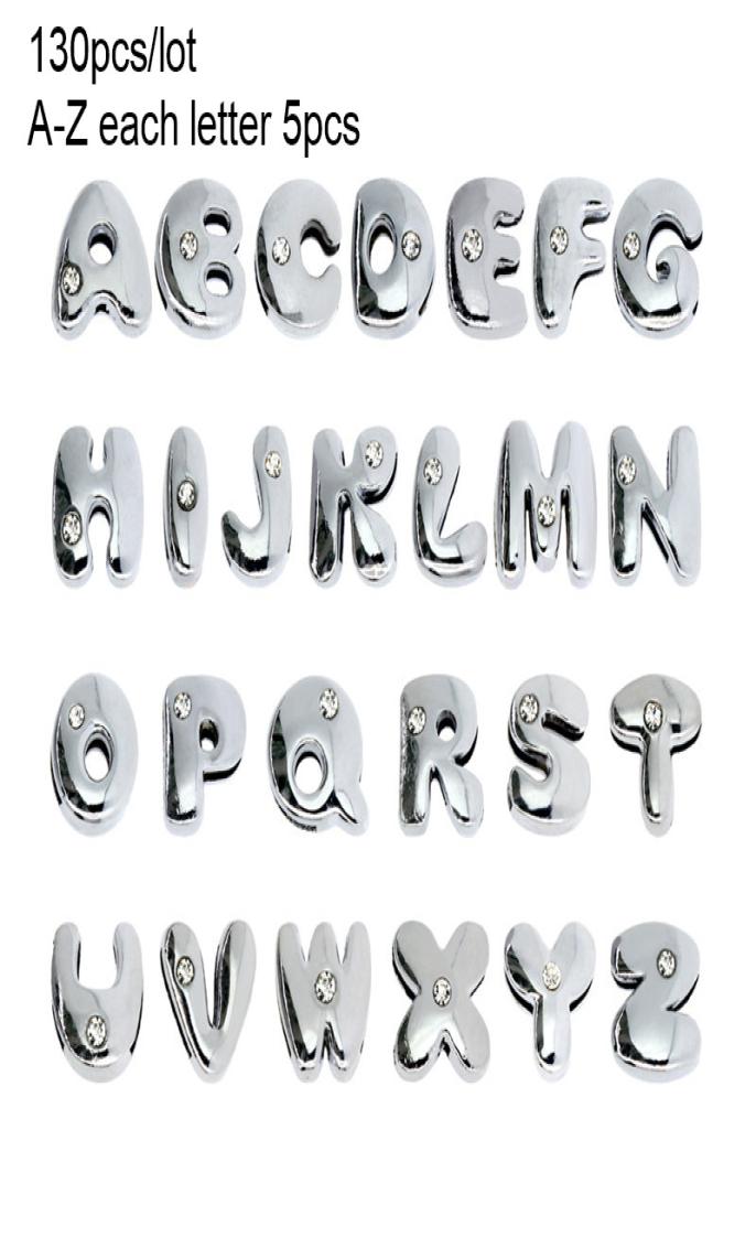 

More Options DIY accessory Bead Caps 130pcs 8mm English Alphabet Slide Letters Charms Rhinestone Fit Pet collar Wristband keychain2373725