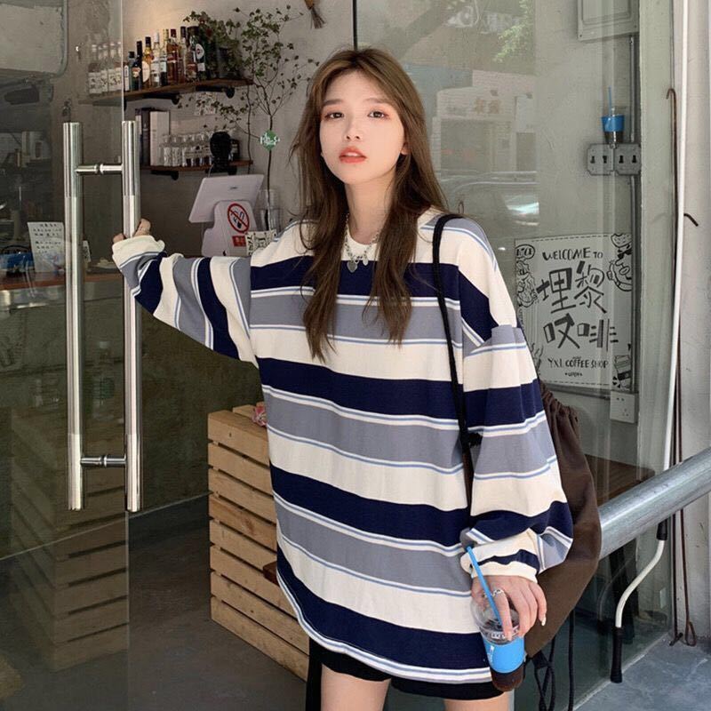 Women's Hoodies Sweatshirts autumn Striped Oversized Sweatshirt Women Harajuku Pullovers Korean Fashion Couples Matching Long Sleeve Tops Streetw