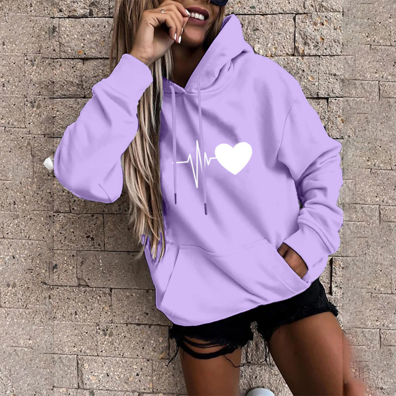 Women's Hoodies Sweatshirts Autumn Winter Print Fleece Hoodie Sweater Women Fashion Loose Long Sleeve Warm Tops Casual Multicolor Hooded Pocket P