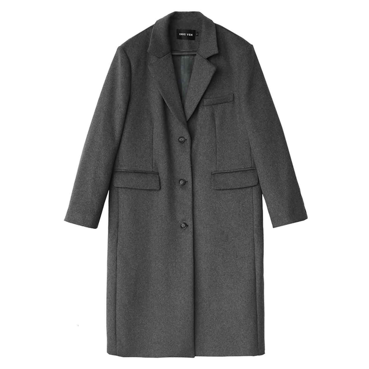 Women's Wool Blends CHIC VEN Winter Korean Women Long Coat Thickening Casual Warm Single Breasted Overcoat en Coats Office Lady Tops 221121