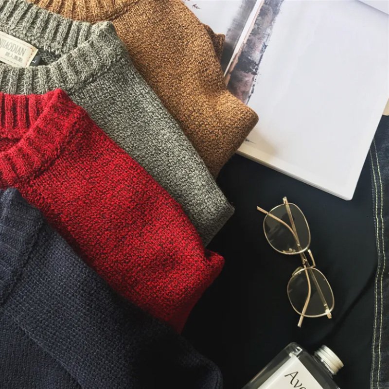 Men's Sweaters Men Pullover Sweater Autumn Fashion Casual Loose Thick Wool Knitted Sweatshirt Vintage Tops Oversized Knitwear Male clothes 221121