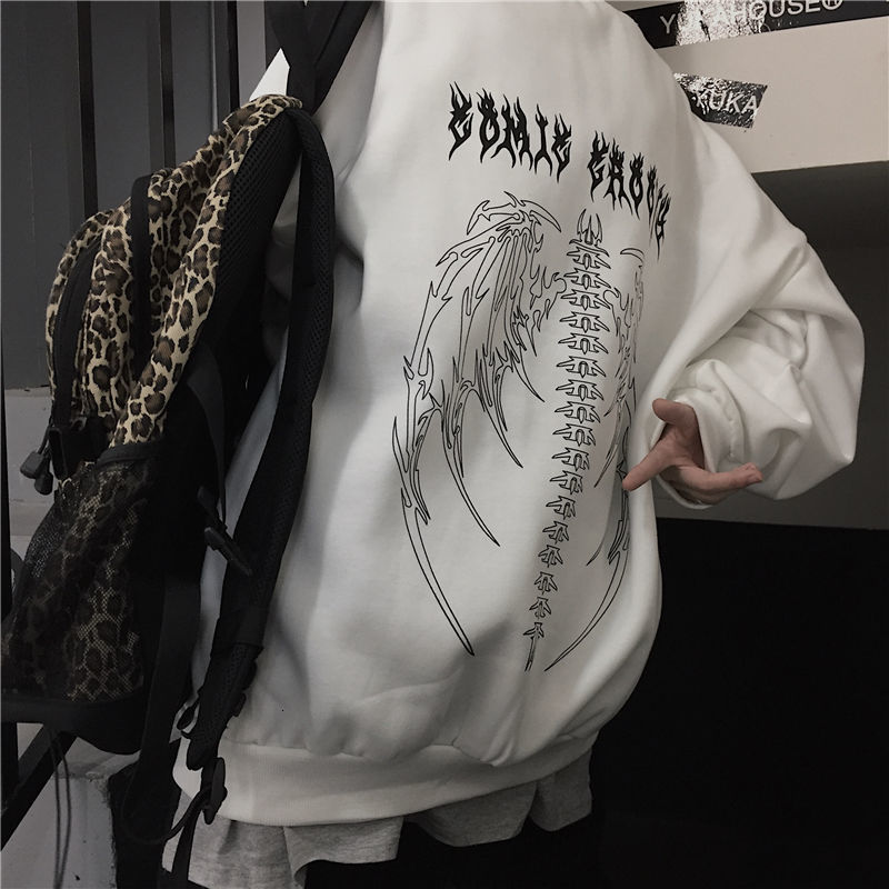 Women's Hoodies Sweatshirts Harajuku Hoodie Tops Gothic Punk Anime Print Long Sleeve Sweatshirt Hip Hop Oversized O-neck Pullovers Streetwear 221