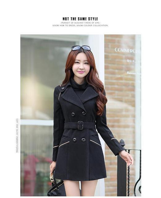 Women's Wool Blends Korean Coat Fashion Woolen Overcoat Women Slim With Belt Meidum Long Casual Spring Autumn Coats Femme Casaco 221121