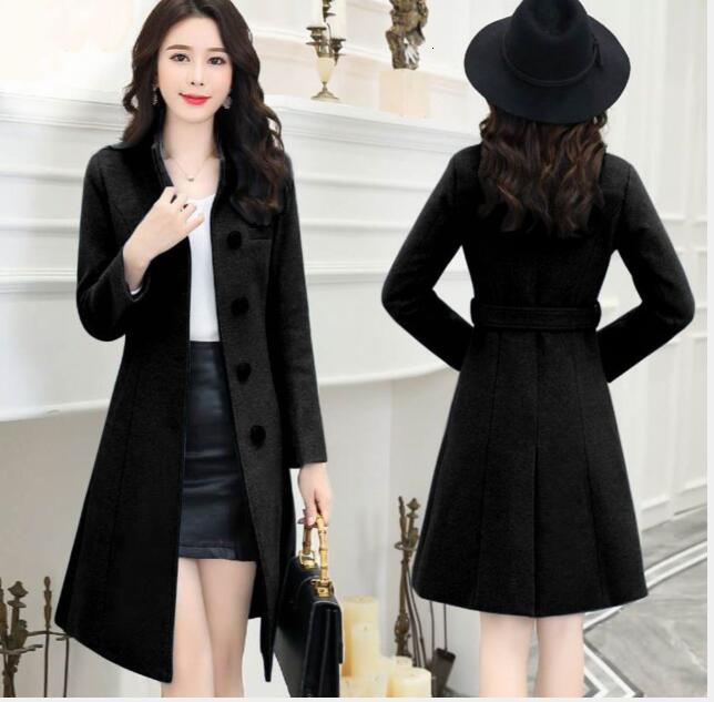 Women's Wool Blends 1pcs/lot Coat Belt Slim Women Winter Autumn Female Long en Coats Single-breasted Plus Size Elegant outwear 221121