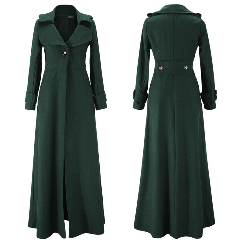 Women's Wool Blends European and American Clothing Autumn Winter Style Woolen Coat High Collar 221121