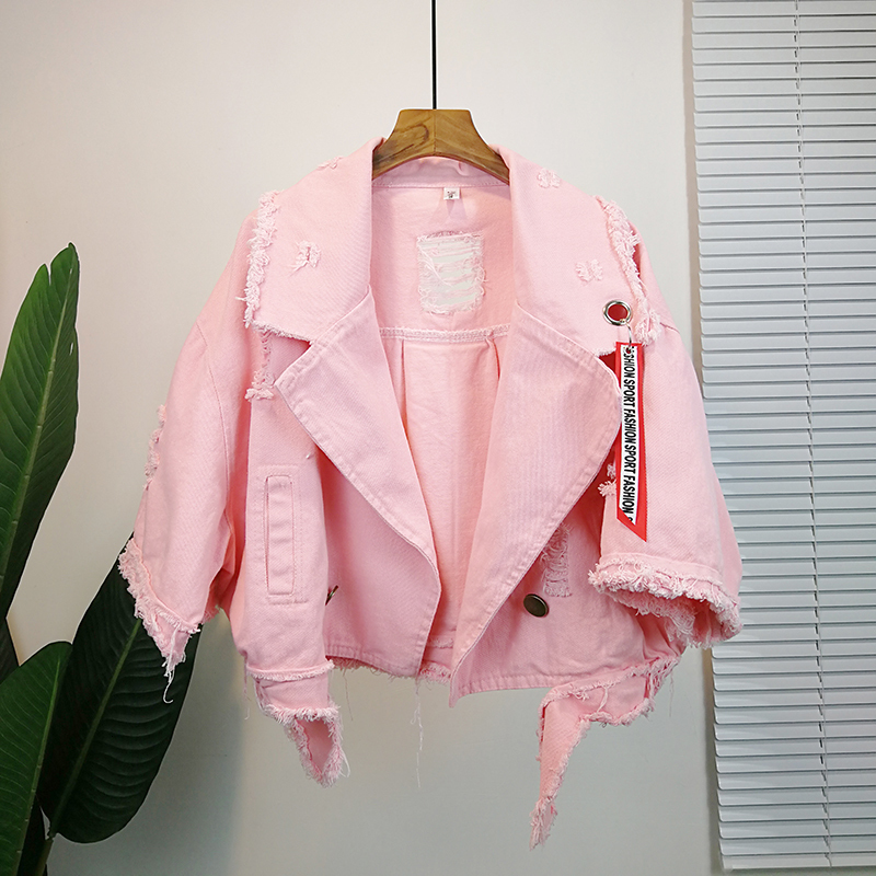 Women's Jackets High Waist Short Spring Woman Windbreaker Clothes Autumn Loose Ripped Denim Female Jeans Streetwear Coat Clothing 221121