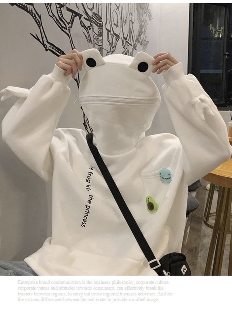 Women's Hoodies Sweatshirts Embroidery Frog Oversized Sweatshirt Men And Harajuku Warm Pullover Womens Korean Style Hoodie Springtime 221121