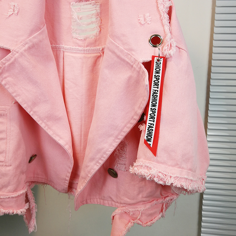 Women's Jackets High Waist Short Spring Woman Windbreaker Clothes Autumn Loose Ripped Denim Female Jeans Streetwear Coat Clothing 221121