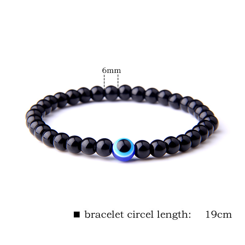 Fashion 6mm Natural Stone Beads Evil Eye Bracelet Handamde Hematite Turkish Blue Eyes Bracelets for Women Men Yoga Reiki Jewelry